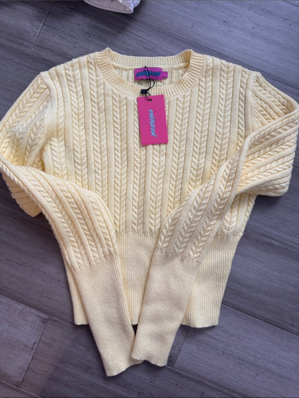 Yellow Cable-Knit Women's Sweater